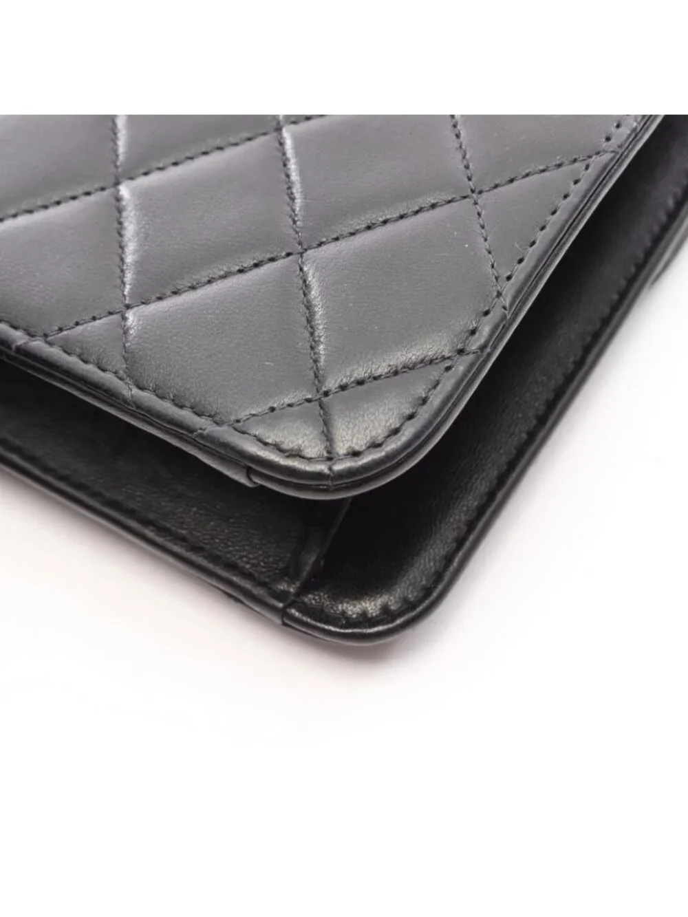 Chanel Shoulder Bag Quilted Push Lock Black Lambskin Chain